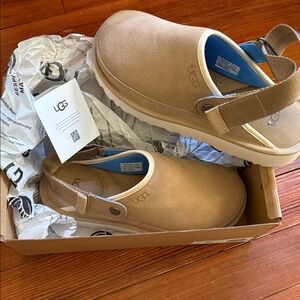 UGG Beige Suede Slingback Clogs